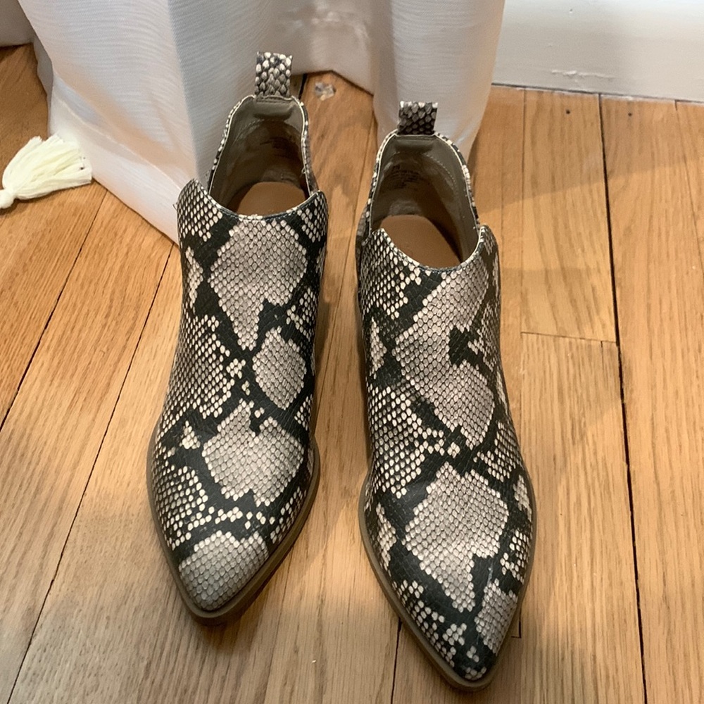 Snake print booties